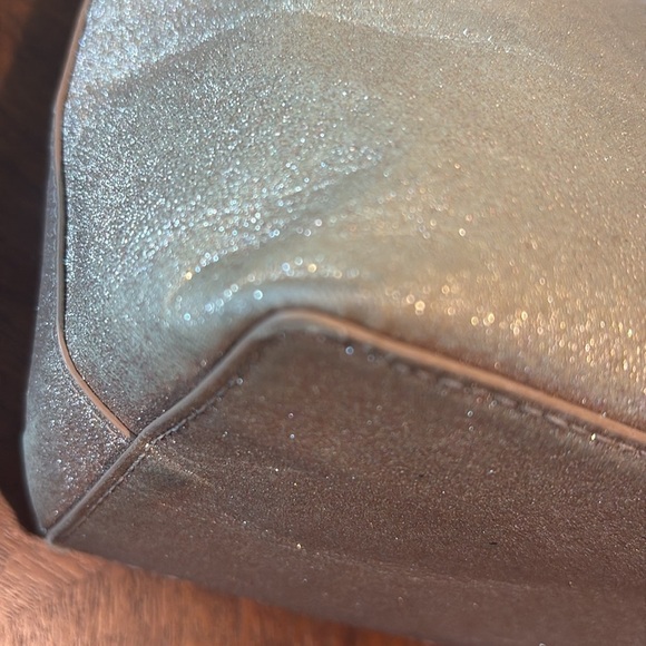 Kate Spade  Glitter satchel  leather gold glitter  pink handles  Sweet  GUC - Picture 10 of 17